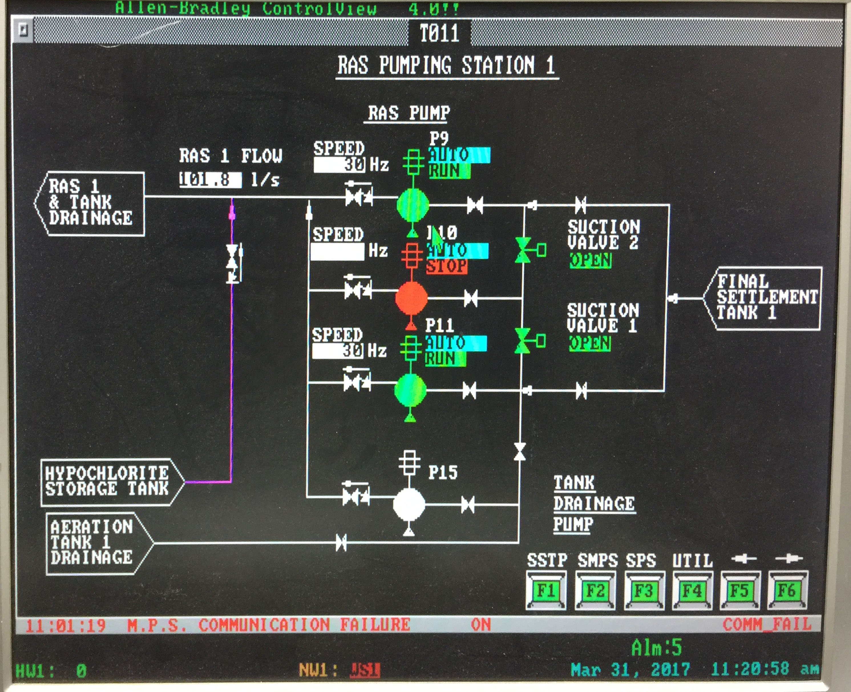 Part of RAS Pumping System screenshot from ControlView Before Works in DSD Stanley STW (Typical)